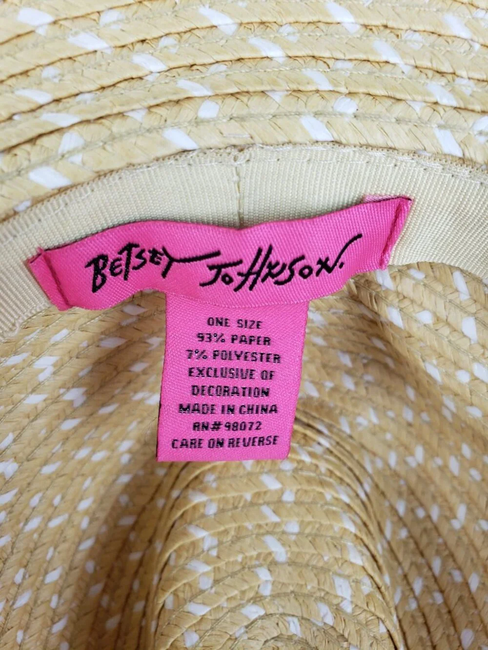 Betsey Johnson Straw Hat Flower Beaded Fedora O/S